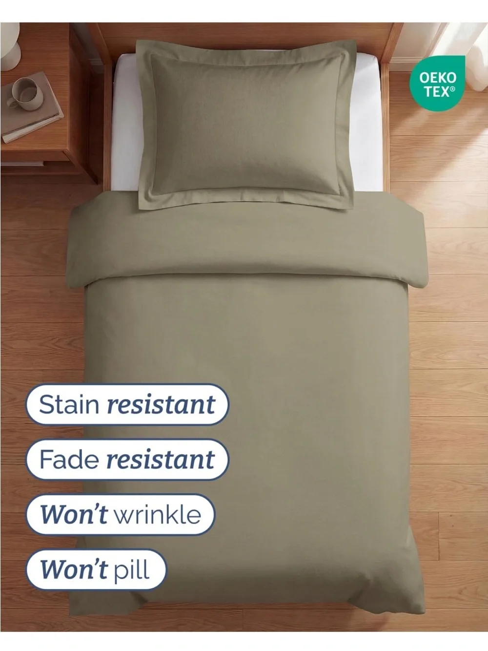 NEW Duvet Cover Twin/Twin XL - 2 Piece Set, College Dorm Room - Khaki